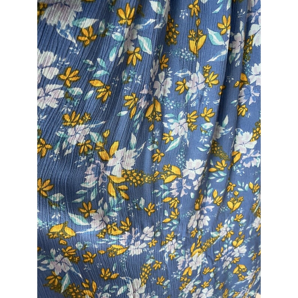 Woman Within Blue Yellow Floral Maxi Button Front Cottage Boho Modest Size 28W - Picture 5 of 9